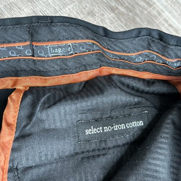 HAGGAR Black Select No Iron Cotton Straight Leg Pants Men’s - Picture 2 of 8